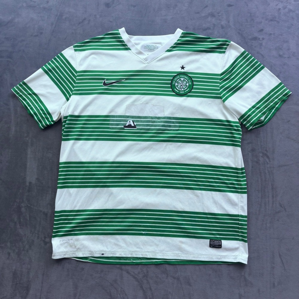 Nike Celtic FC 2013-2014 Home Jersey Green White Hoops XL 544854-108